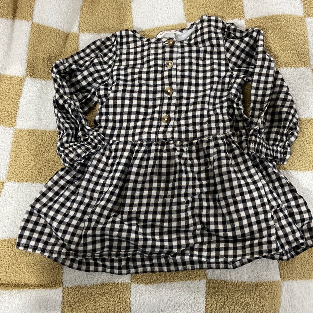 Black and Gold Thread Checkered Dress